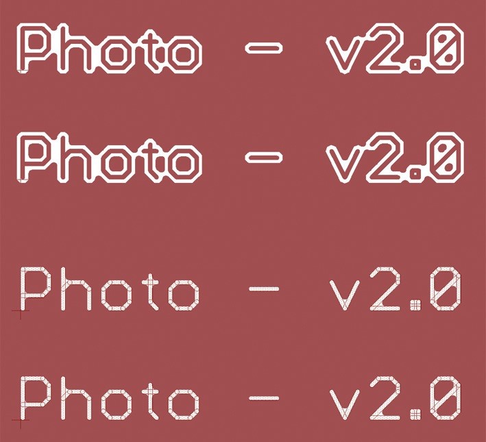Obr. 4 Texty z obr. 2 při zapnuté volbě „Always vector font“